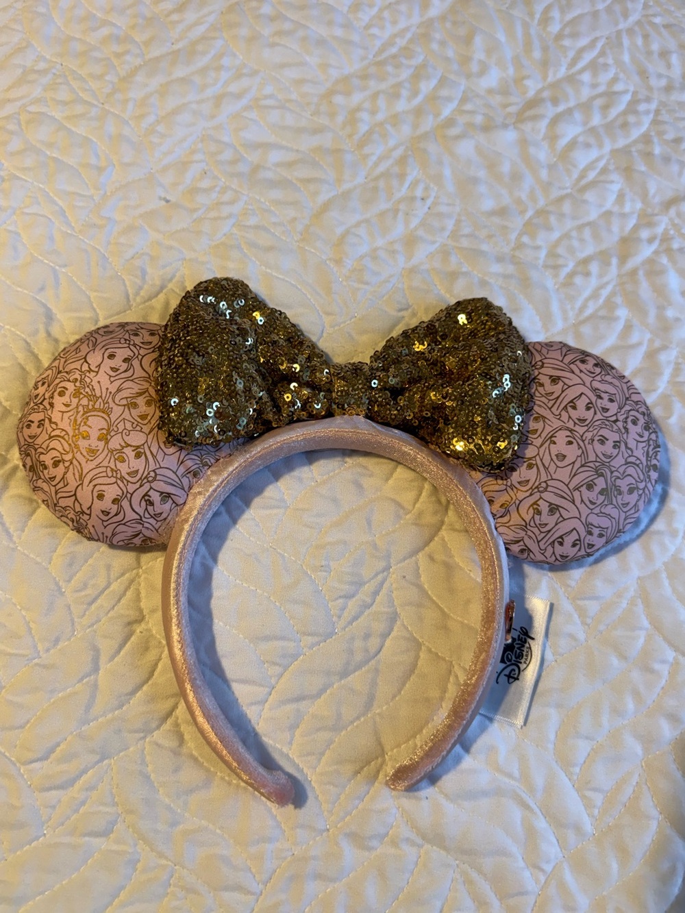 Disney Parks Disney Princess Pink Gold Sequin Minnie Mouse Ears Headband